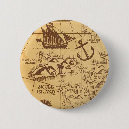 Aangepaste Piratenkaart landpunt Familie Ronde Button 5,7 Cm