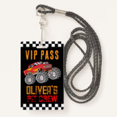 Aangepaste Pit Crester Monster Truck VIP Pass Badge (Voorkant met draagriem)