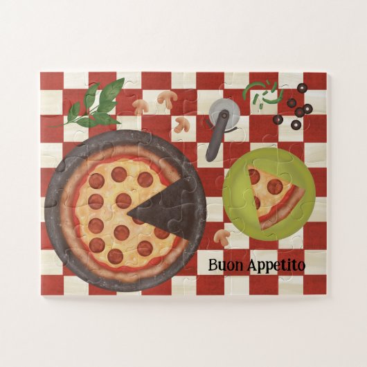Aangepaste Pizza Pepperoni Italiaans Aangepast Legpuzzel (Horizontaal)