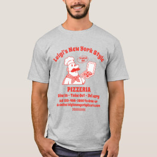 Aangepaste Pizza Restaurant Gedetailleerde Grafisc T-shirt