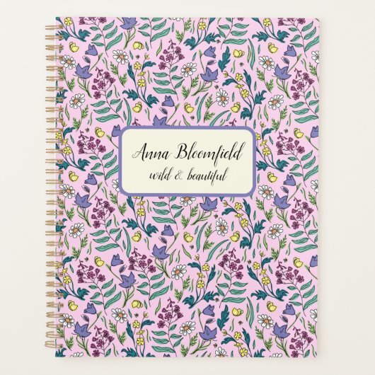 Aangepaste Planner met patroon van wildbloemen (Voorkant)