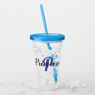 Aangepaste plastic trommel met deksel en stro acryl drinkbeker