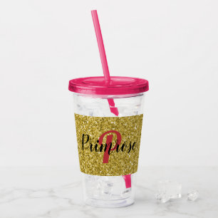 Aangepaste plastic trommel met stro acryl drinkbeker
