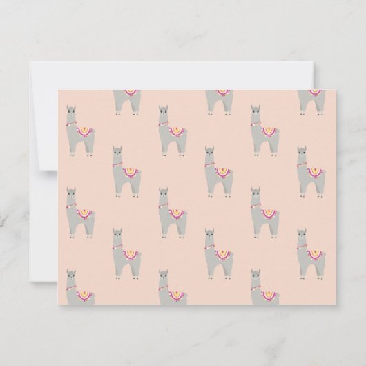 Aangepaste platte bedankkaartjes met cute lama notitiekaartje (Achterkant)