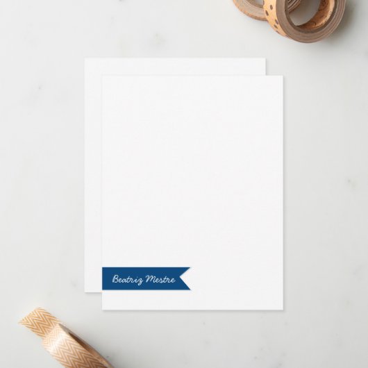 Aangepaste platte notitiekaart blauwe banner | Mil Notitiekaartje (Voorkant / Achterkant in situ)