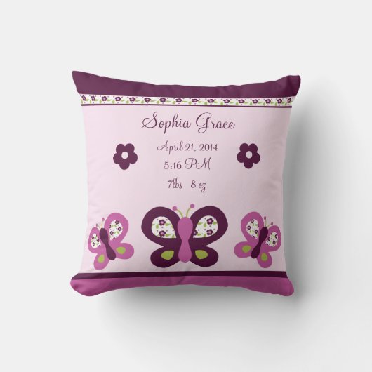 Aangepaste plum Butterfly Keepomwille Pillow Kussen (Voorkant)