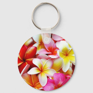 Aangepaste Plumeria Frangipani Hawaii Bloem Sleutelhanger