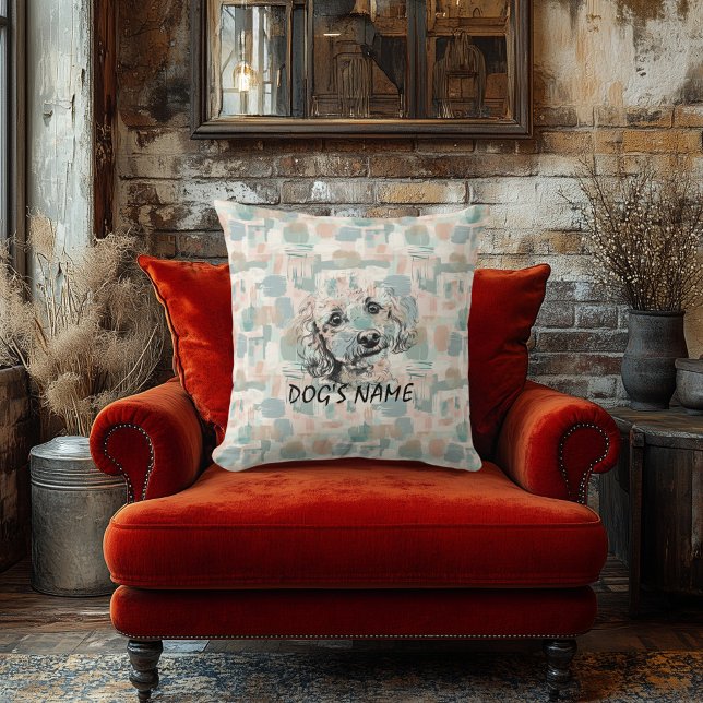 Aangepaste Poedel Portret Kussen Abstracte Penseel (Creator heeft geüpload)