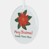 Aangepaste poinsettia bloemgroenkerstboom glas ornament (Voorkant links)