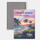 Aangepaste Poipu Kauai bruiloft magneet (Voorkant / Achterkant)