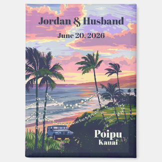 Aangepaste Poipu Kauai bruiloft magneet
