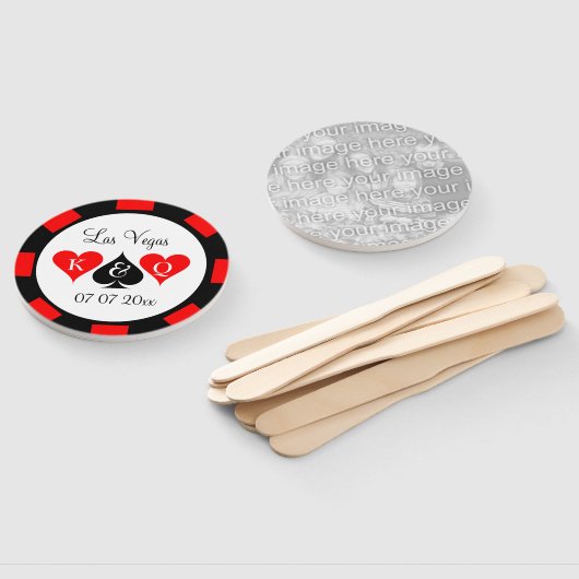 Aangepaste poker chip hand fan voor Vegas bruiloft Handwaaier (Niet-gemonteerd)