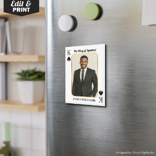 Aangepaste Poker Kaart met Foto, De Schoppenkoning Magneet