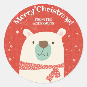 Aangepaste Polar Beer Kerst Ronde Sticker
