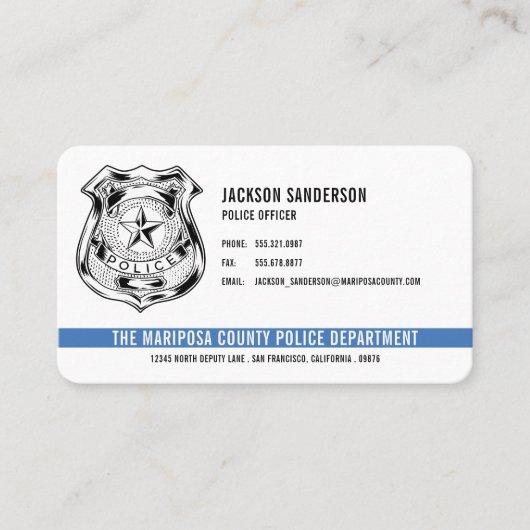 Aangepaste politie afdeling Logo Thin Blue Line Visitekaartje (Voorkant)