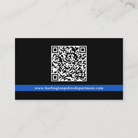 Aangepaste politie-afdeling Thin Blue Line QR-code Visitekaartje (Achterkant)