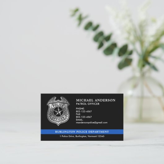 Aangepaste politie-afdeling Thin Blue Line QR-code Visitekaartje (Staand voorkant)