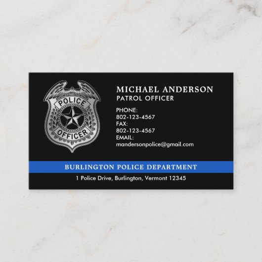 Aangepaste politie-afdeling Thin Blue Line QR-code Visitekaartje (Voorkant)