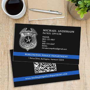 Aangepaste politie-afdeling Thin Blue Line QR-code Visitekaartje