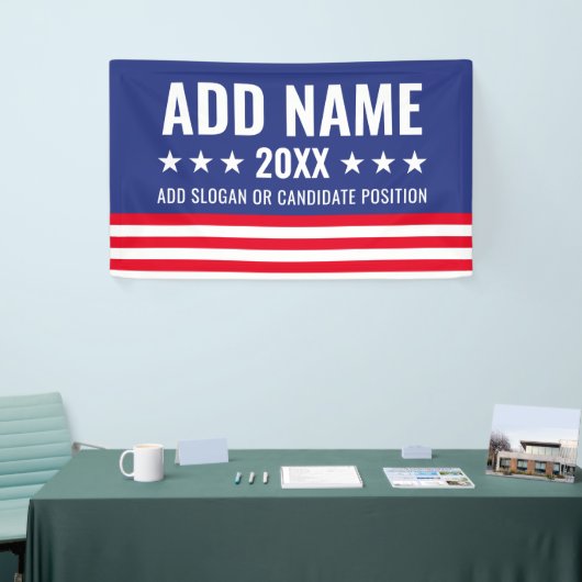 Aangepaste politieke campagne Gear Rood Wit Blauw Spandoek (Beurs)