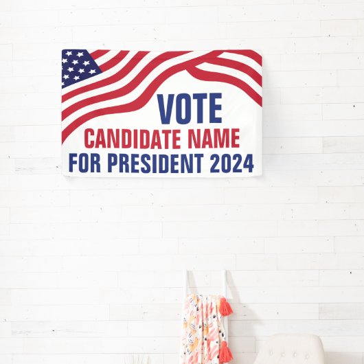 Aangepaste politieke kandidaat 2024 verkiezingscam spandoek (Insitu)