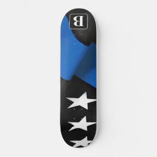 Aangepaste politievlag in blauwe lijn  skateboard