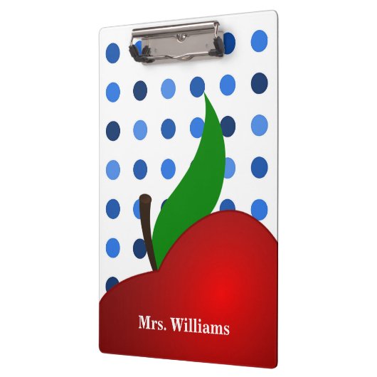 Aangepaste Polka Dot Red Apple-leraar Klembord (Links)