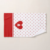 Aangepaste polka dot rode witte achtergrond monogr bad handdoek (Handdoek)