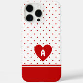 Aangepaste polka dot rode witte achtergrond monogr Case-Mate iPhone case (Achterkant)