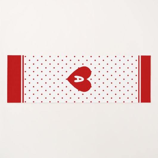 Aangepaste polka dot rode witte achtergrond monogr yogamat (Voorkant (horizontaal))