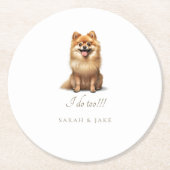 Aangepaste Pomeranian Pet Wedding Ronde Kartonnen Onderzetter (Voorkant)