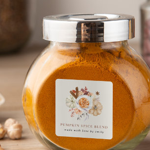 Aangepaste pompoen kruidenmix gunst vierkante sticker