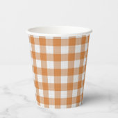 Aangepaste Pompoen Sinaasappel Gingham Pattern Papieren Bekers (Achterkant)