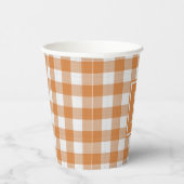 Aangepaste Pompoen Sinaasappel Gingham Pattern Papieren Bekers (Rechts)