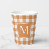Aangepaste Pompoen Sinaasappel Gingham Pattern Papieren Bekers (Voorkant)