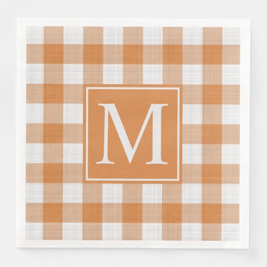 Aangepaste Pompoen Sinaasappel Gingham Pattern Servet (Voorkant)