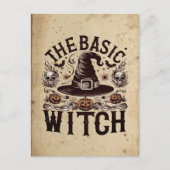 Aangepaste  Pompoen Zwart Pet Halloween Heks Briefkaart (Voorkant)