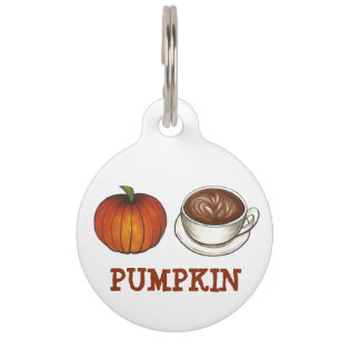 Aangepaste pompoenkooi-koffie, met latte tag huisdierpenning