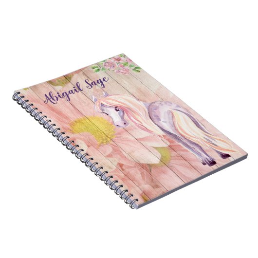 Aangepaste Pony en Daisy Flowers Horse Notitieboek (Rechterzijde)