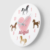 Aangepaste  pony's en roze hartritme grote klok (Hoek)