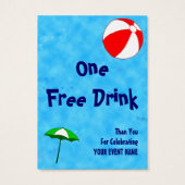 Aangepaste Pool Party Event Drink Meal Ticket Visitekaartjes (Achterkant)