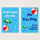 Aangepaste Pool Party Event Drink Meal Ticket Visitekaartjes (Voorkant /achterkant)
