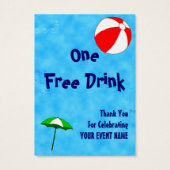 Aangepaste Pool Party Event Drink Meal Ticket Visitekaartjes (Achterkant)