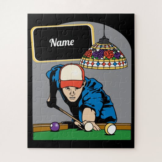 Aangepaste poolspeler Billiards Jigzaag Puzzle Legpuzzel (Verticaal)