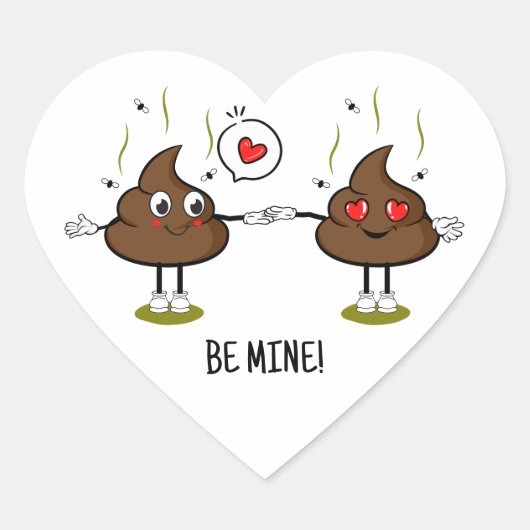 Aangepaste poop Emoji Love Couple Hart Sticker (Voorkant)