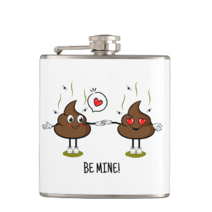 Aangepaste poop Emoji Love Couple Heupfles