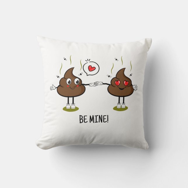 Aangepaste poop Emoji Love Couple Kussen (Voorkant)