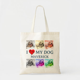 Aangepaste Pop Art IK HOU VAN MIJN HOND Cadeau voo Tote Bag