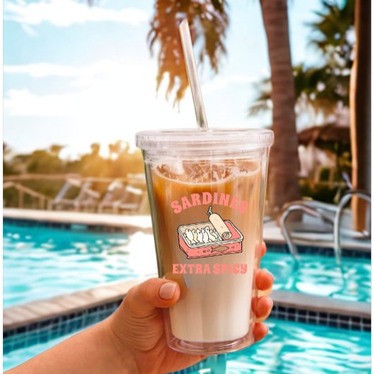 Aangepaste Portugal Lover Sardines Lichtroze Tekst Acryl Drinkbeker