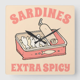 Aangepaste Portugal Lover Sardines Lichtroze Tekst Vierkante Klok